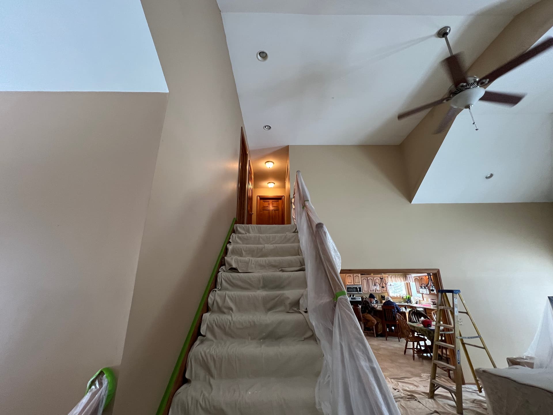 Gallery photos for Tackling Smoke Stains and Tall Ceilings on a Large Interior Paint Job: Image #1