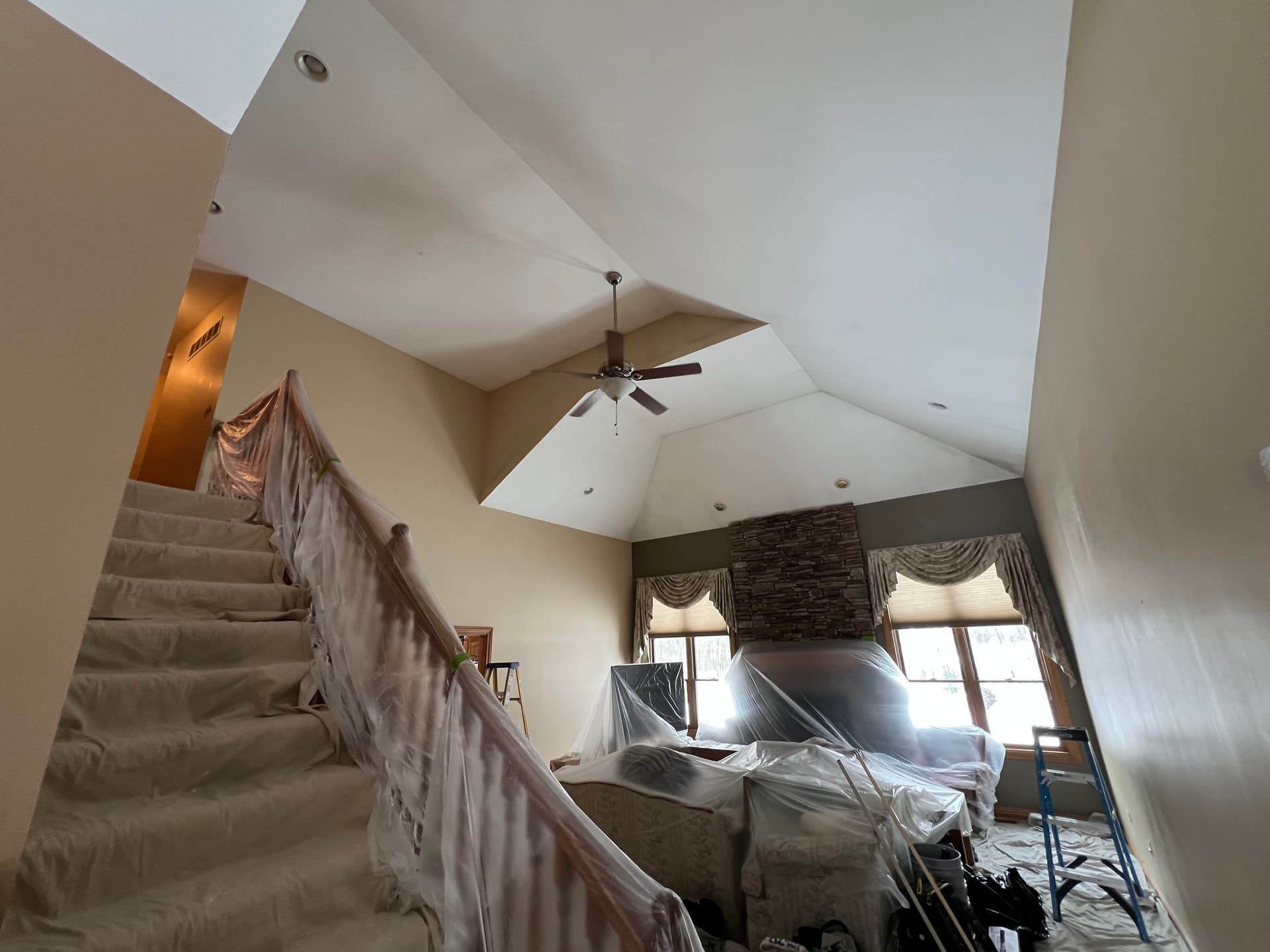 Gallery photos for Tackling Smoke Stains and Tall Ceilings on a Large Interior Paint Job: Image #2