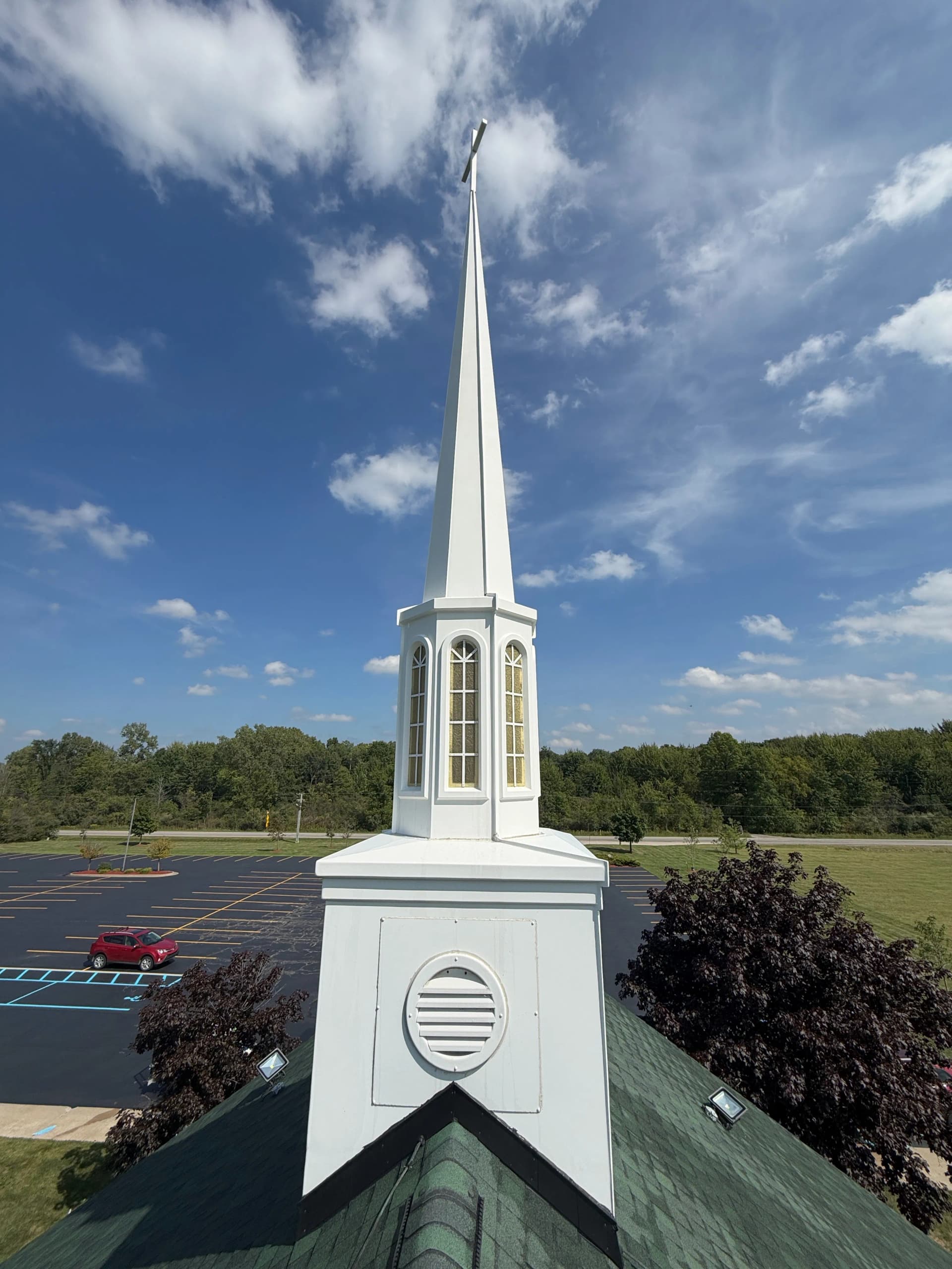 Gallery photos for Church Steeple Power Washed Clean From Top to Bottom: Image #3