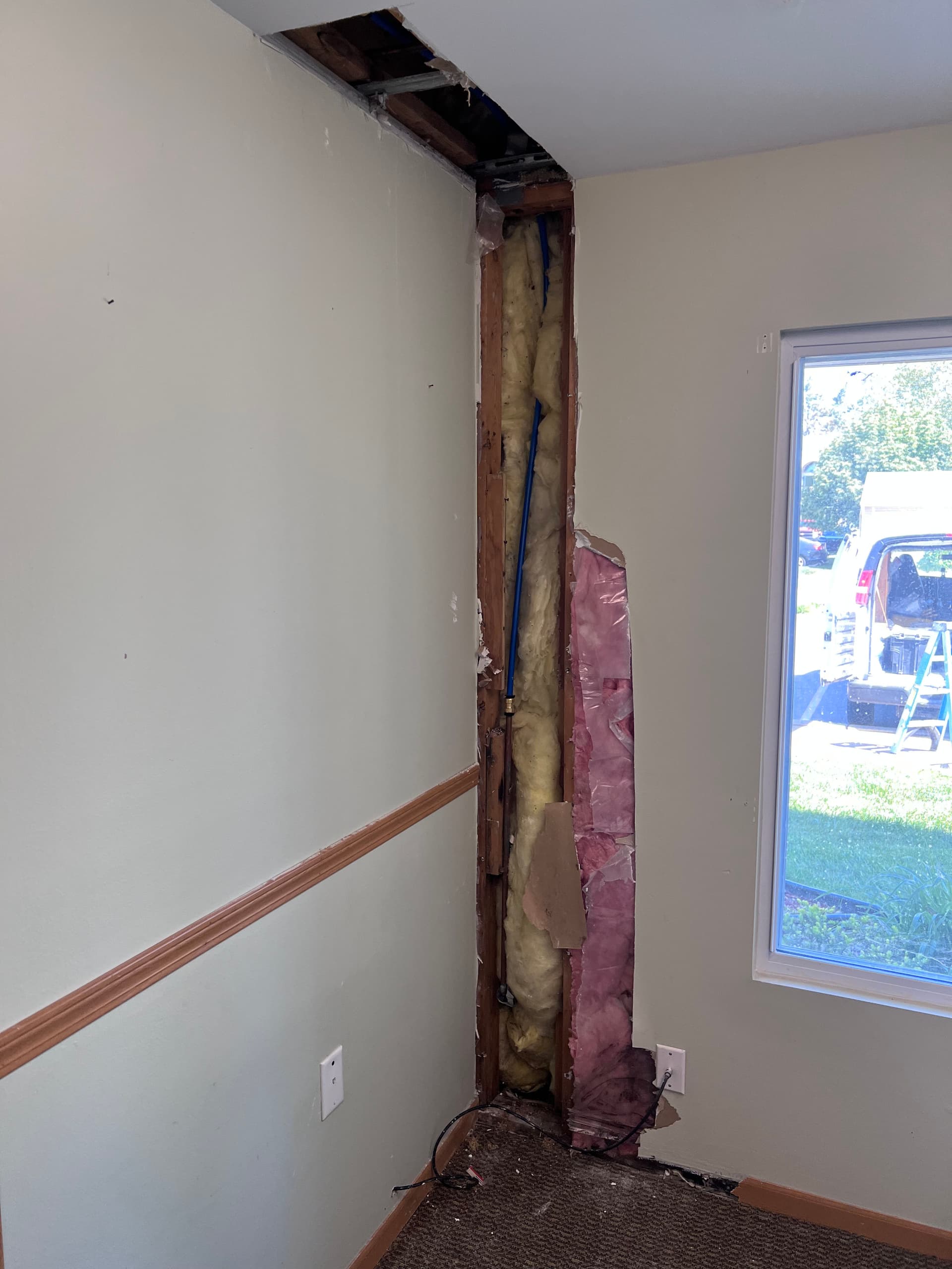 Water Line Damage Repaired With a Clean Drywall Finish image