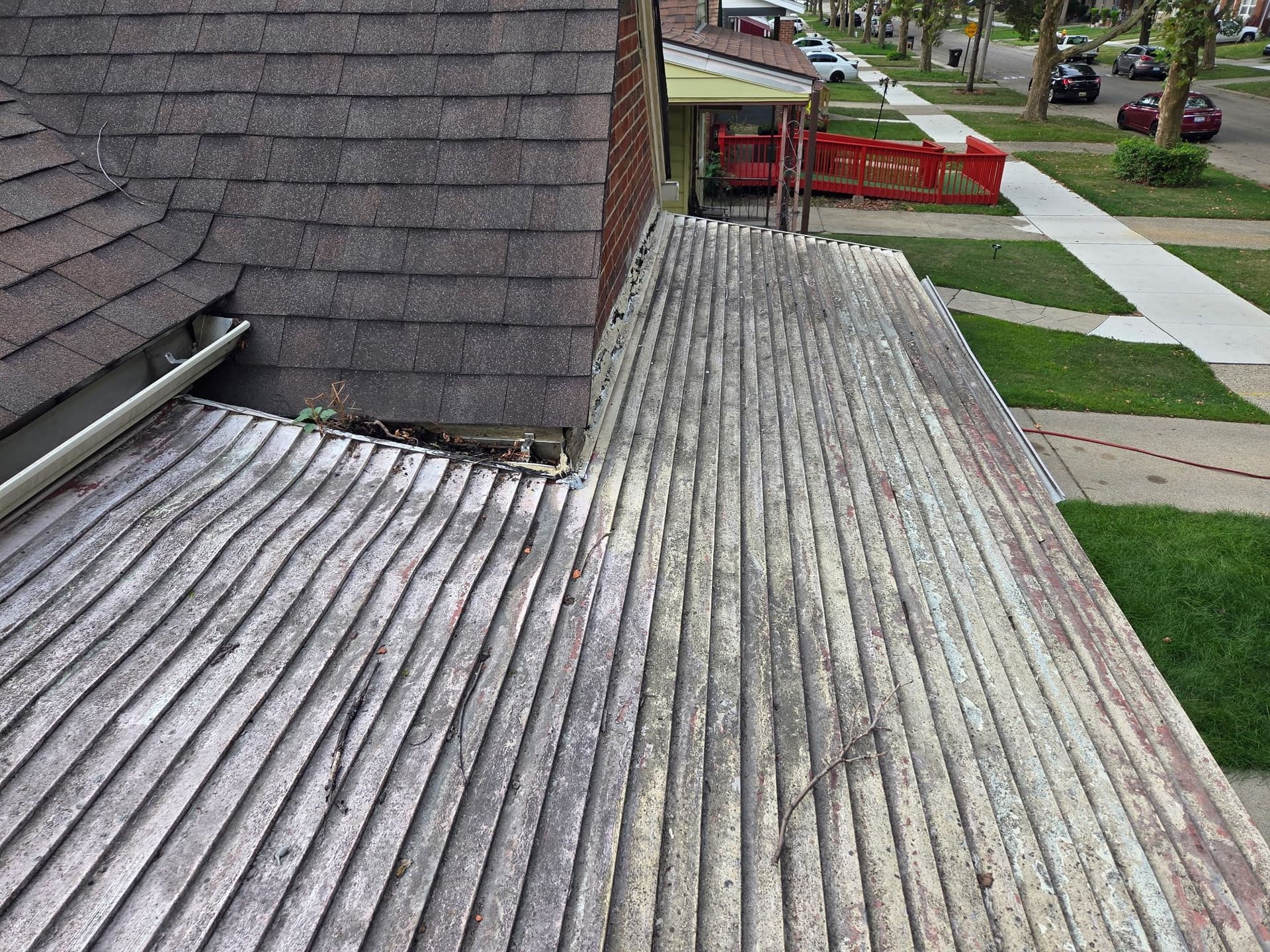Gallery photos for Metal Porch Roof Cleaning and Exterior Paint on a Brick Home: Image #1