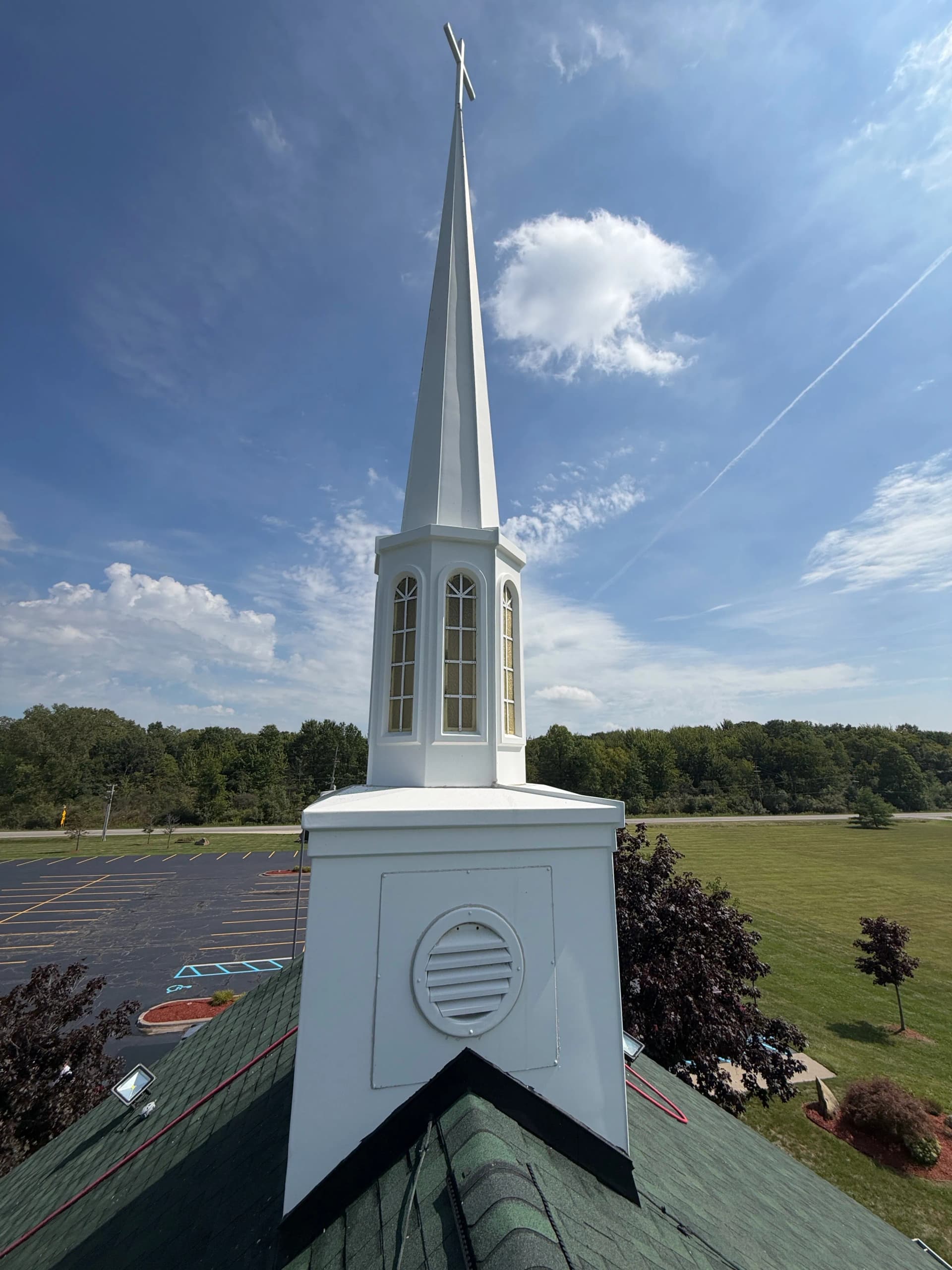 Gallery photos for Church Steeple Power Washed Clean From Top to Bottom: Image #7