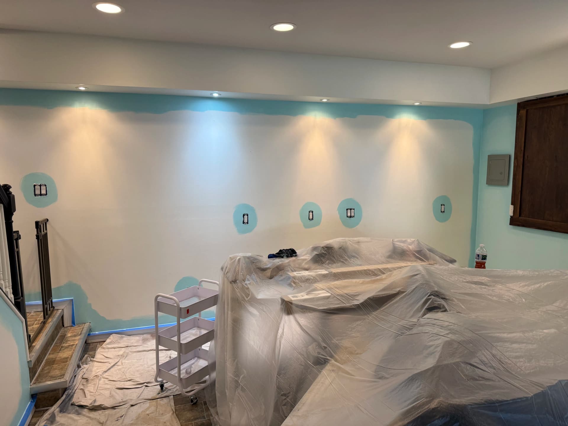 Basement Interior Painting in Progress - Fresh Color Taking Shape image