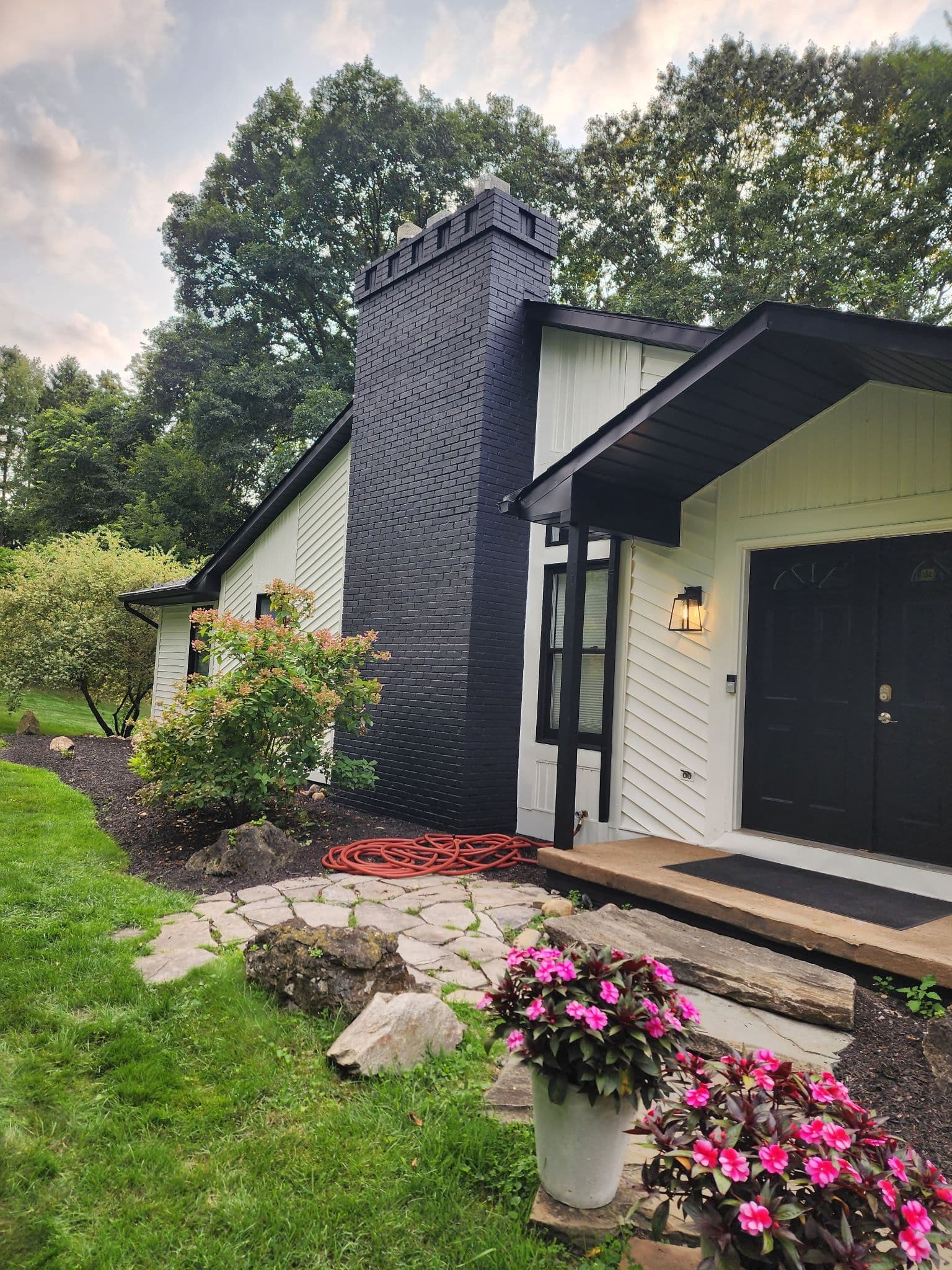 Gallery photos for White Siding, Black Brick, Fresh Deck - Full Home Exterior Repaint: Image #3